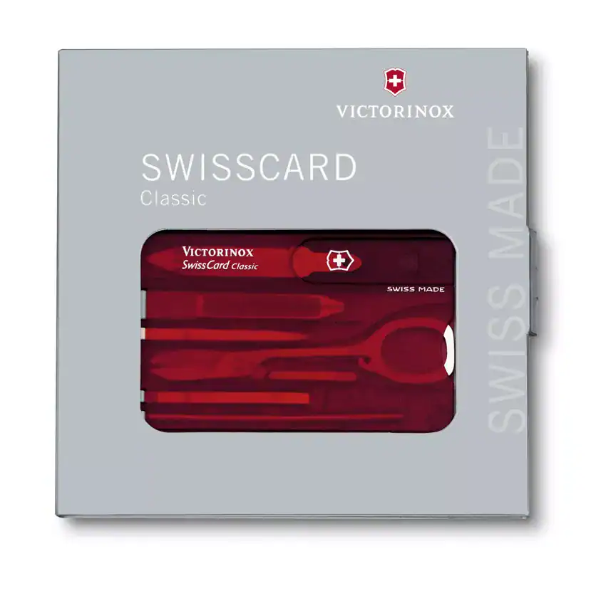 NAVAJA VICTORINOX 0.7100.T SWISSCARD ROJA TRANSPARENTE