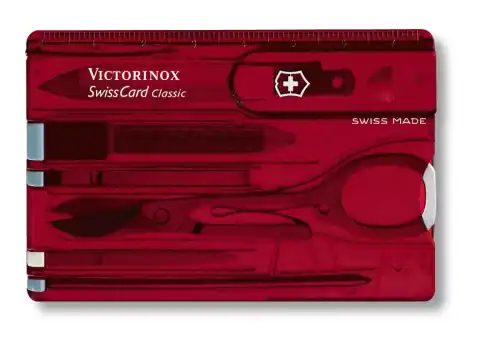 NAVAJA VICTORINOX 0.7100.T SWISSCARD ROJA TRANSPARENTE