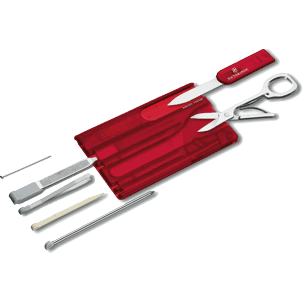NAVAJA VICTORINOX 0.7100.T SWISSCARD ROJA TRANSPARENTE