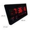 RELOJ DE PARED NUMEROS ROJOS DIGITAL JH4825 HORA FECHA TEMPERATURA 48X25 CM