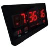 RELOJ DE PARED NUMEROS ROJOS DIGITAL JH4825 HORA FECHA TEMPERATURA 48X25 CM