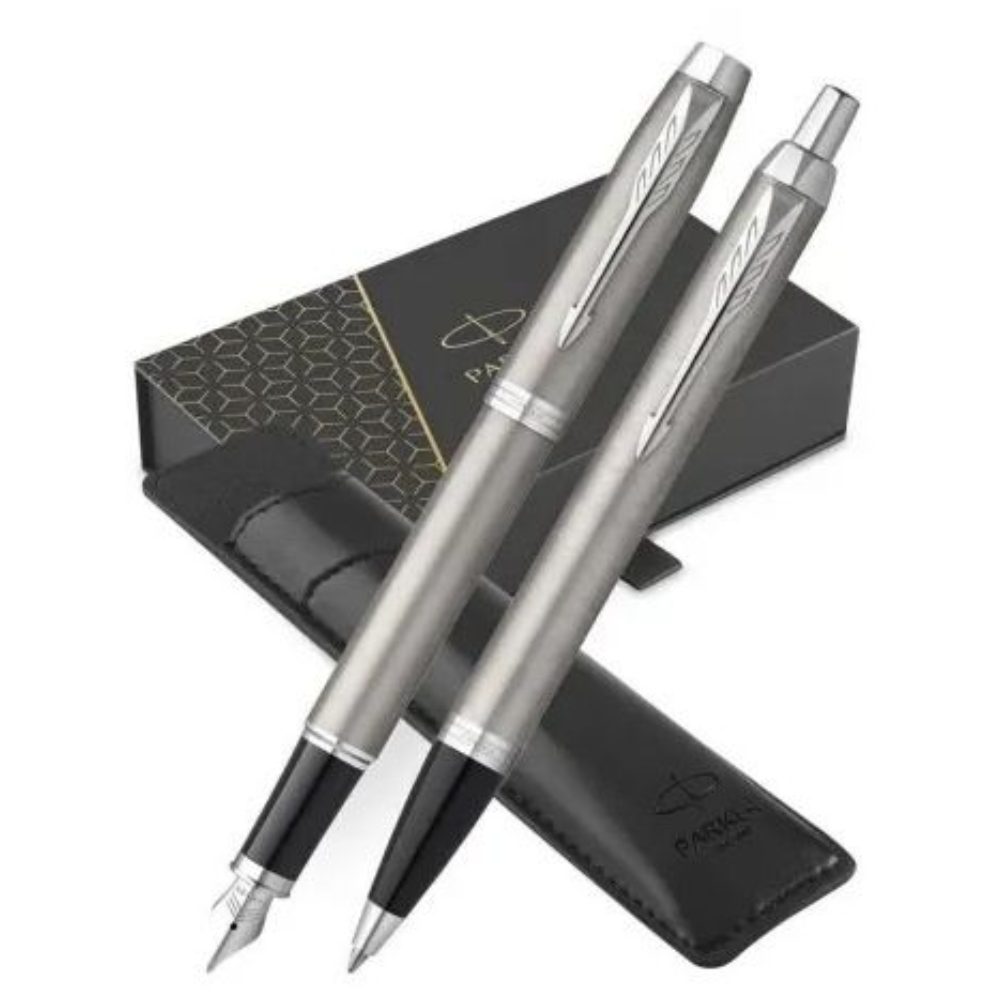 Juego Bolígrafo y Pluma Fuente Parker 2214458 IM Acero Estuche de Regalo - ENVIO GRATIS