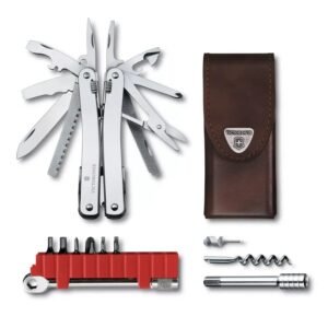 SWISSTOOL SPIRIT X VICTORINOX 3.0236.L PLUS MATRACA FUNDA PIEL CAFÉ