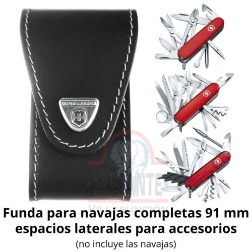 Funda para Navaja Victorinox 500757 de Piel Negra Para Modelos 1.6 con Espacios Laterales para Accesorios