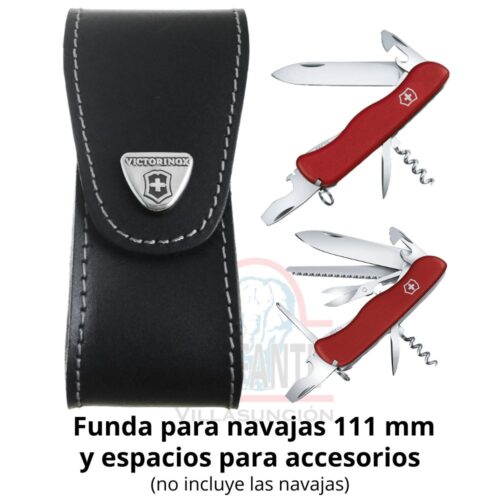 Funda para Navaja Victorinox 500769 en Piel Negra con Espacios Para Accesorios Navajas 111 mm