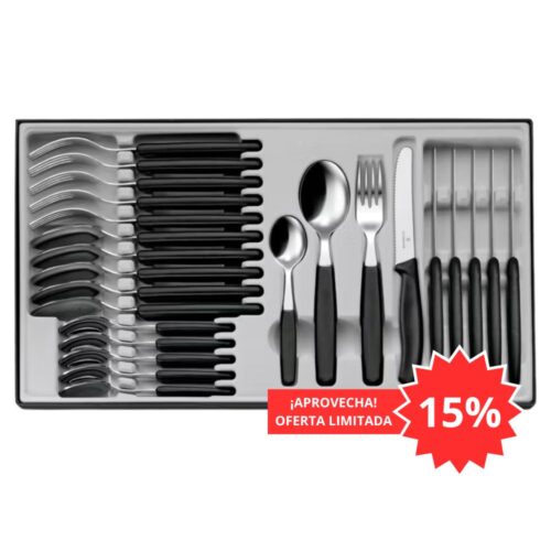 Juego de cubiertos Victorinox para mesa 6.7833.24  con 24 pz Classic color Negro