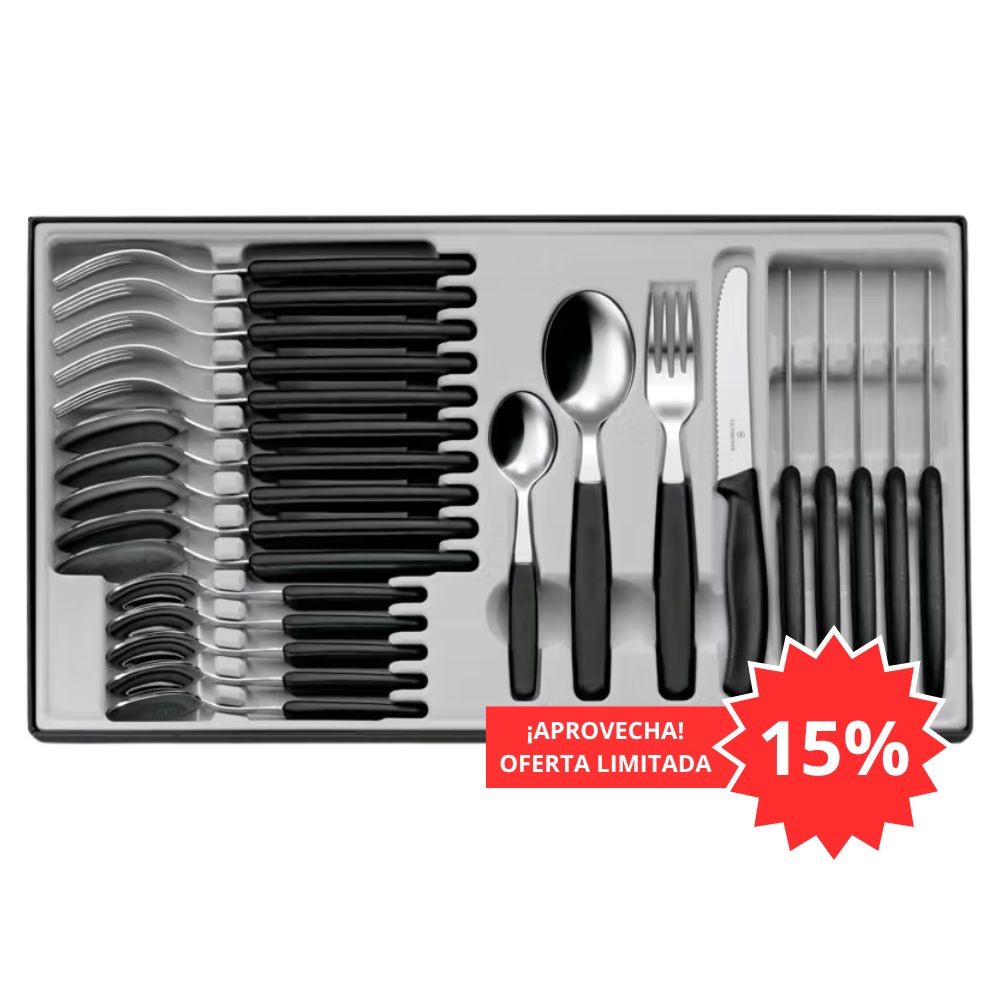 Juego de cubiertos Victorinox para mesa 6.7833.24  con 24 pz Classic color Negro