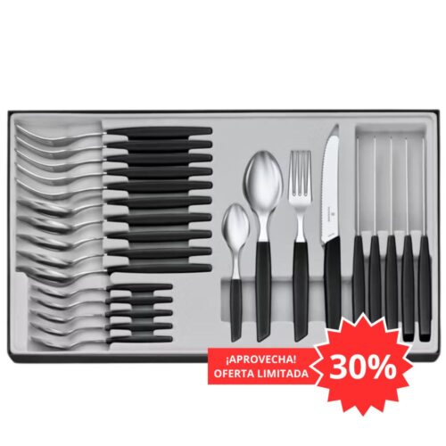 Juego de cubiertos Victorinox para mesa 6.9093.11W.24  con 24 pz Modern color Negro