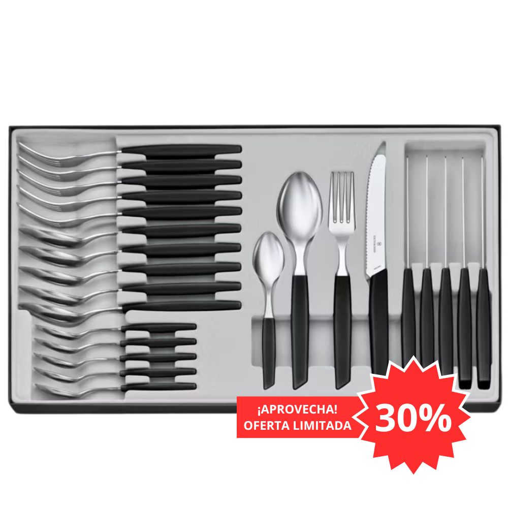 Juego de cubiertos Victorinox para mesa 6.9093.11W.24  con 24 pz Modern color Negro