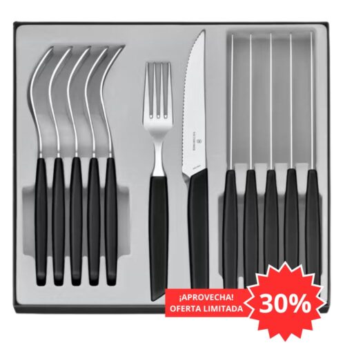 Juego de cubiertos Victorinox para mesa 6.9093.12W.12  con 12 pz Modern color Negro con punta