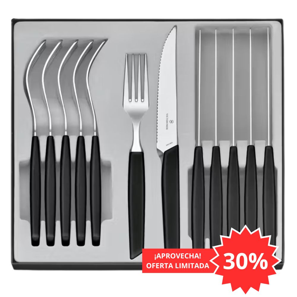 Juego de cubiertos Victorinox para mesa 6.9093.12W.12  con 12 pz Modern color Negro con punta