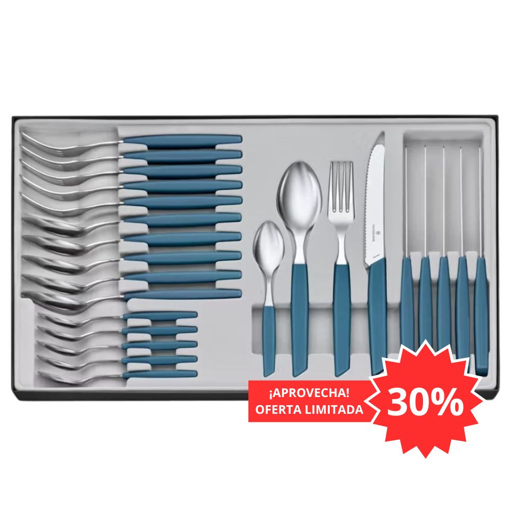 Juego de cubiertos Victorinox para mesa 6.9096.11W2.24  con 24 pz Modern color Azul