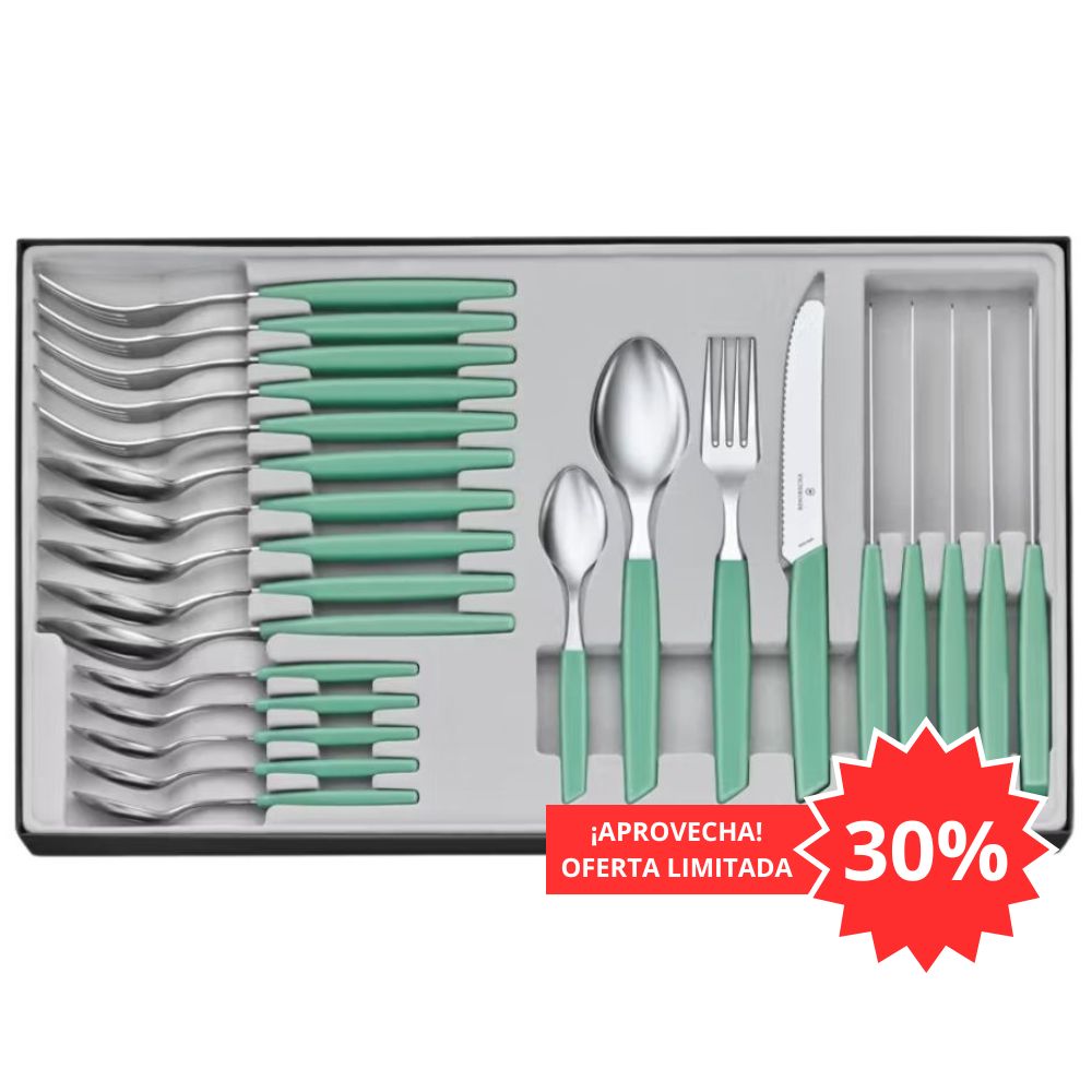 Juego de cubiertos Victorinox para mesa 6.9096.11W41.24  con 24 pz Modern color Verde Menta