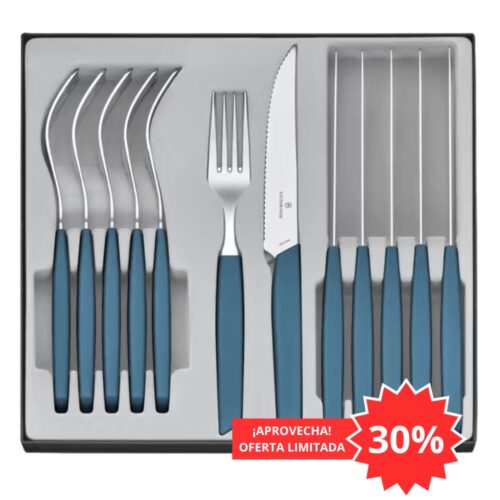 Juego de cubiertos Victorinox para mesa 6.9096.12W2.12  con 12 pz Modern color Azul con punta