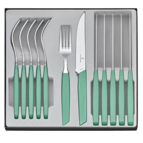 6.9096.12W41.12 Cubiertos Victorinox 6.9096.12W41.12 Juego de mesa 12 pz Modern Verde Menta con punta