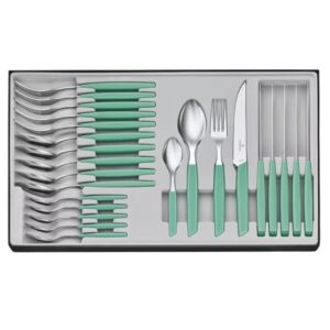 Juego de cubiertos Victorinox para mesa 6.9096.12W41.24  con 24 pz Modern color Verde Menta con punta