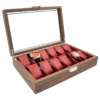 ESTUCHE DE MADERA PARA 12 RELOJES INTERIOR ROJO mod. 6466.RD