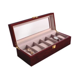 ESTUCHE DE MADERA FINO PARA 6 RELOJES COLOR CAOBA mod. 6477