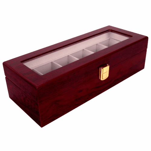 ESTUCHE DE MADERA FINO PARA 6 RELOJES COLOR CAOBA mod. 6477