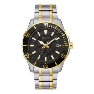 102574 BULOVA 98B394 RELOJ DE PULSO CABALLERO ACERO COMB CAR NEGRA BISEL GIRATORIO 98B394 Para Hombre