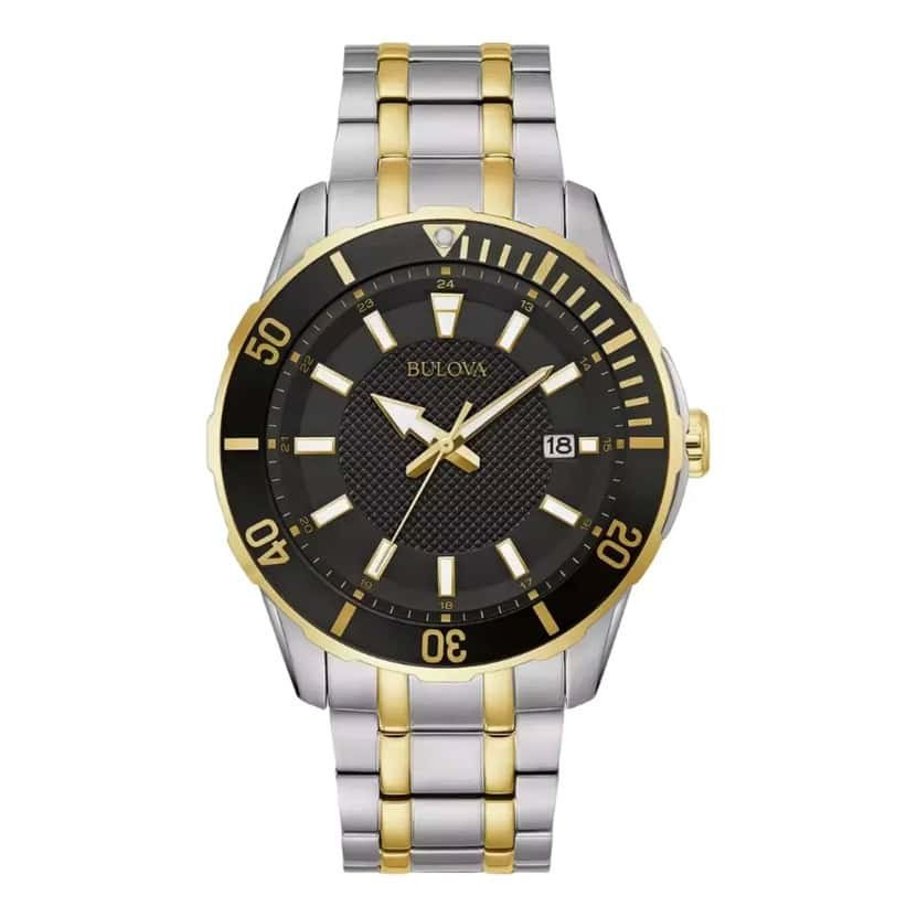 102574 BULOVA 98B394 RELOJ DE PULSO CABALLERO ACERO COMB CAR NEGRA BISEL GIRATORIO 98B394 Para Hombre