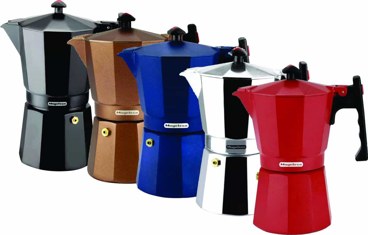 CAFETERAS MOKA TIPO ITALIANAS MAGEFESA MODELO COLOMBIA EN SUS COLORES